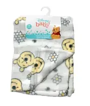 NWT~Disney Baby Winnie the Pooh Plush Blanket Off White /Gray Honeycomb Bee