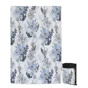 Light Blue and White Flowers Quick Dry Beach Towel