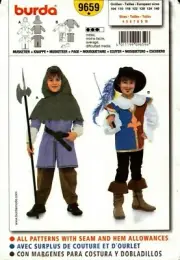 Burda Sewing Pattern 9659 Burda Kids Musketeers Costume Pattern NEW