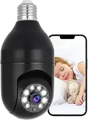 Ykecfpry Light Bulb Camera, Wireless WiFi Full HD 1080P Security Light Bulb Camera, 360 Panoramic Camera, Indoor Outdoor, 2.4GHz & 5GHzWiFi Camera with Real-time Motion Detection, Night Vision,1pcs