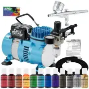 Airbrush Cake Decorating Compressor Kit, 6 Color Chefmaster Food Coloring Set