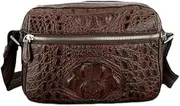 [Generic] Exotic Genuine Crocodile Skin Men's Small SIngle Cross Shoulder Bag Authentic Alligator Leather Male Flap Purse Messenger Bag, Brown, 25cm(Length) x 15.5cm(Height) x 6.5cm(Deep)