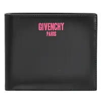 在飛比找Yahoo奇摩購物中心優惠-Givenchy 印字LOGO滑面牛皮簡約對開式短夾(黑)