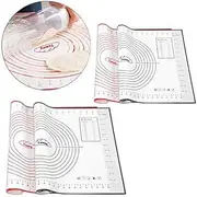 Silicone Baking Mat with Scale Rolling Dough Pad Kneading Dough Mat Non Stick Pastry Sheet Oven Liner,40x60cm Red