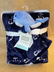 Hudson Baby Soft Plush Blanket Security Blanket with Whale Anchor Nautical NEW