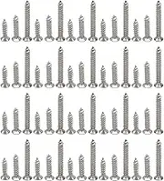HEALLILY 300pcs Self-Tapping Stainless Steel Screws Size Assorted Sizes Flat Head Self-Drilling Screws for Wall Plate