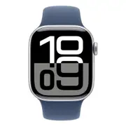 Apple Watch Series 10 GPS 42mm Silver Aluminium Case with Denim Sport Band - S/M