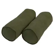 Blazing Needles Corded Microsuede Bolster Pillow 20inx8in Hunter Green 2 Count