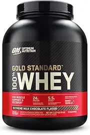 [OPTIMUM NUTRITION] Gold Standard 100% Whey Protein Powder, Extreme Milk Chocolate, 2.27kg - [2024/2025 plastic neck band packaging may vary]