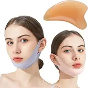 KUMSODE Pack of 2 Reusable V-Line Mask, Face Slimming Belt, V Face Masks, Double Chin Remover Lifting Mask, Double Chin Reducer Face Lifting Bandage