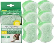 Spongables Pedi Scrub Foot Exfoliating 20+ Wash Sponge, Citron Eucalyptus, 6 Count