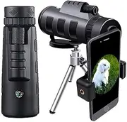 40x60 High Definition Monocular Telescope,10x Magnification Zoom Lens Telescope High Definition,with Durable and Clear FMC BAK9 Prism,with Smartphone Holder & Tripod