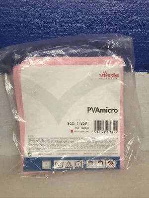 Vileda PVAmicro Professional Micro Fiber Cloth Red 38cm x 35cm 5 Pack New Sealed