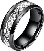 [Generic] Comfortable Titanium Steel Dragon Pattern Ring For Everyday Wear Metal Dragon Pattern Rings