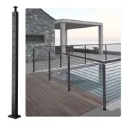 VEVOR Cable Railing Post, 42" x 1" x 2" Steel L-Shaped Hole Corner Railing Post, 12 Pre-Drilled Holes, SUS304 Stainless Steel Cable Rail Post with Hor
