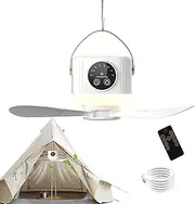 Camping Ceiling Fan With Light,3600mAh Ceiling Fan With Remote Control And LED Lights - Outdoor Cooler With Timer, Removable, 4 Speeds, USB Rechargeable For Outdoor RV