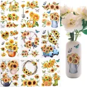 9 Sheets Sunflower Rub on Transfer, Rub on Decal Sunflower Decor Transfer Sticke