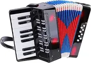 uxcell Accordion, 17 Keys 8 Bass Button Accordion Mini Musical Instrument Lightweight for Adults Beginners, Black
