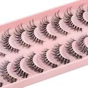 Eyelashes Natural Look 10 Pairs Transparent Band Eyelash Wispies Eyelashes 3D Fake Lashes Small Face Eyelashes 100% Handmade Lashes Soft Reusable Eye Lash (HY25)