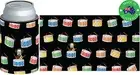 6x Designer Beer Can STUBBY HOLDER Stubbie Cooler Koozie with base Drums black