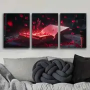 3pcs Red Grimoire Red Darkness Black Perfect Wall Art Canvas Framed 50x70cm