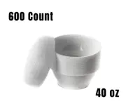 600 Pack - 40 oz. White Round Bowls with Lids - Meal Prep Containers