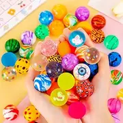 100 Pieces Bouncy Balls， 25mm Diamter Rubber Bouncing Balls, Mixed Pattern High Bouncing Balls for Kids Party Favors, Prizes, Birthdays Gift School Class Game Rewards