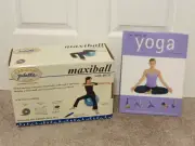 Yoga Book and Pilates Fitness Exercise Ball Lot of 2 New