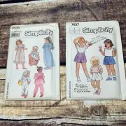 Simplicity Sewing Patterns 7836 Childs Nightgown Pajamas 7437 Pull on Shorts-Top