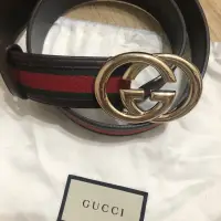 在飛比找蝦皮購物優惠-GUCCI 大G 扣環 綠紅織帶 腰帶 皮帶 寬4公分 長9