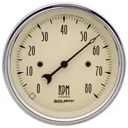 Autometer Antique Beige Tachometer 4 6 And 8 Cylinder - 8,000 RPM, 3 3/8 Inch, AU1890