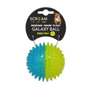 Scream Galaxy Squeaker Ball Loud Green/Blue Dog Toy (Medium - 8.4cm)
