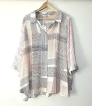 NWT Rose & Olive Boho Top Button Shirt Blouse Pink Tunic Plus Size 3x