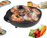 1200W Multifunction Portable Split Pot Barbecue Pan,Rinsing and grilling integrated pot,multifunctional Baking tray with Temperature Control, for 2-8 People