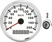 Brilluxa GPS Speed Gauge, Speedometer Sensor, Velocity Meter, 3‑3 8in 200km h 12V 24V GPS Speed Gauge for Marine Boat Motorcycle Engineering Vehicle