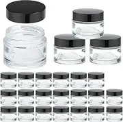 2 oz Clear Glass Jars with Black Lids,Empty Small Glass Jars with Inner Liners Set of 24,Round Travel Size Sample Containers Mini Jars for Lotion,Cosmetic,Cream
