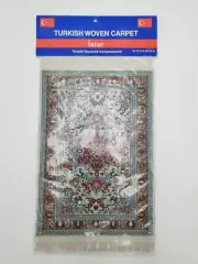 Miniature Turkish Woven Carpet Dollhouse Decor Altar Mini Rug Blue Red 6"x3.75"