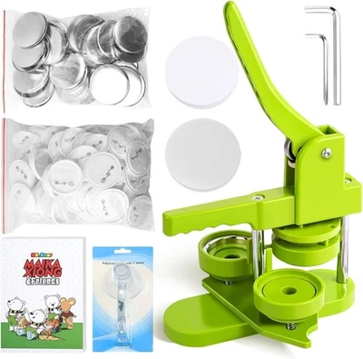 Button Maker Machine 58mm DIY Pin Badge Press with 100 Button Sets Cutter Book
