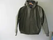 Woolrich Men's Green Label Canvas Hooded Work Jacket Full Zip Army Green S