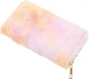 [Healeved] Fashionable Gradient Wallet Women's Plush Zippered Purse for Travel Parties