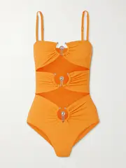 [Christopher Esber] Christopher Esber - Cutout Embellished Swimsuit - Yellow - UK 8 UK 8 Yellow