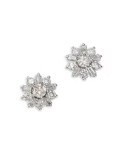 Bloomingdale's Fine Collection Diamond Flower Stud Earrings in 14K White Gold, 1.25 tcw