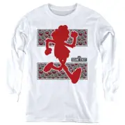 Sesame Street Kids Long Sleeve Shirt Elmo Runs White Tee