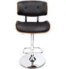 Artiss Black Gaslift Swivel Barstool With Wooden Seat High Quality New
