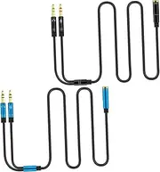 QUMIIRITY 2Pcs Headset Splitter Cable Audio Mic Y Splitter for Computer Durable Converts Mobile Headphones for Gaming Video Chat Compatible with Earphones