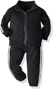 AKWFUNZ 2PCS Kid's Sweatshirts and Pant Set Solid Color Winter Warm Long Sleeve One Set Clothes (Black,36M)