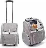 Dog Carrier Backpack with Wheels for Small Dogs Cats,Pet Rolling Carrier with Breathable Mesh,Wheeled Pet Carrier Backpack for Travel/Walk to The Vet