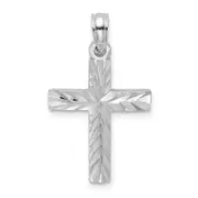14K White Gold D/C Block Cross Charm