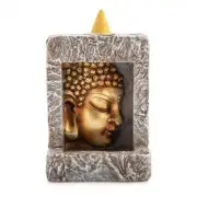 Buddha Head Stone Frame Backflow Incense Burner Smoke Fresh Air