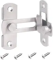 Flip Door Sliding Latch 1pc,90 Degree Stainless Steel Latch,Safety Sliding Barn Door Lock,Latch Lock,Right Angle Curved Door,Prevent Corrosions Silver Color